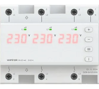 Реле напряжения Welrok D6-63 red