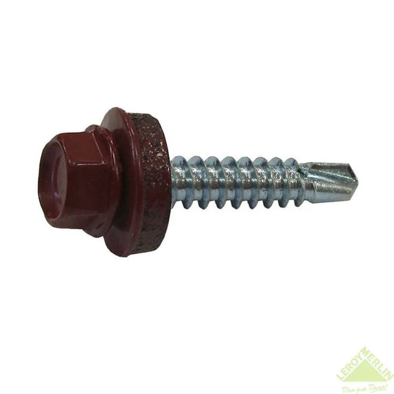 Саморез кровельный 4,8*35 шок-коричн. со сверлом (200 шт.) (ПСК)