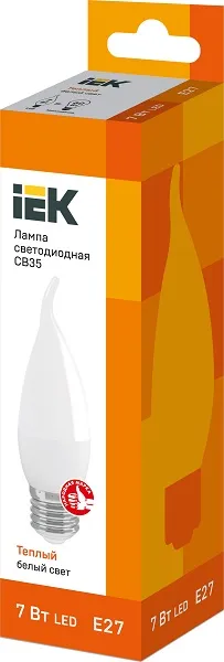 Лампа LED CB35 E27 3000К 7Вт 630Lm на ветру IEK