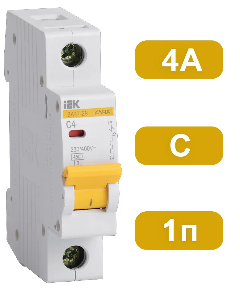 Автоматический выключатель ВА47-29 C4/1 4,5кА IEK