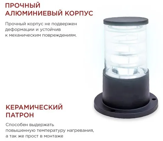 Светильник уличный напольный НБУ ART-PS-A60-BL алюминиевый под лампу А60 Е27 300мм черный IP65 IN HO