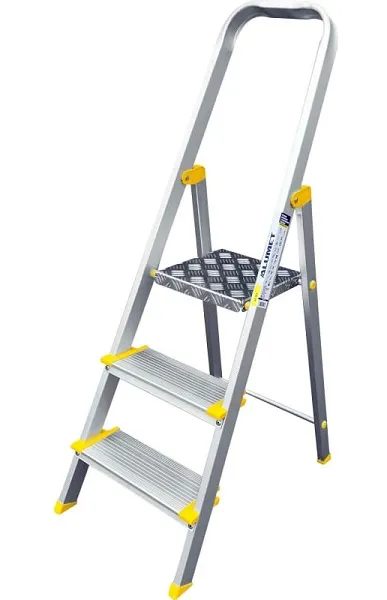 Стремянка алюминиевая анодированная 3 ступени проф.  (AS703) (ALUMET)