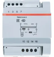 Трансформатор модульный TS 63/12-24C, 230/24 (2х12)В, 63ВА ABB