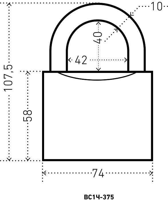 Замок навесной ВС1Ч-375 (d10мм полимер 5кл.) АЛЛЮР