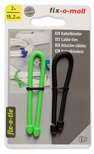 Стяжка для кабеля 15,2 см черн/зел fix-o-moll (цветной 2 шт), уп