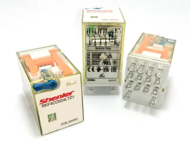 Реле промежуточное RKF4CO024LTD1A (24VDC, 4CO, 5A) Shenler