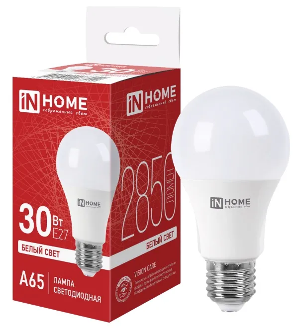 Лампа LED A65 Е27 4000К 30Вт 2850Лм IN HOME
