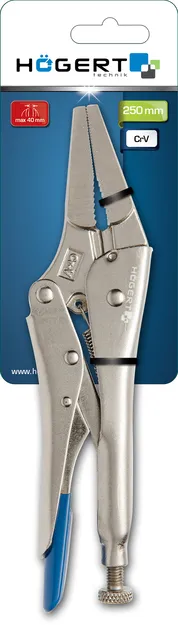 Клещи зажимные - удлиненные прямые губки 225мм HOEGERT