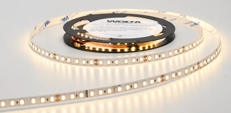 Лента LED SMD2835 12Вт 3000К 12В IP20 1600лм/м 120led/м 8мм (уп.5м) WOLTA, уп