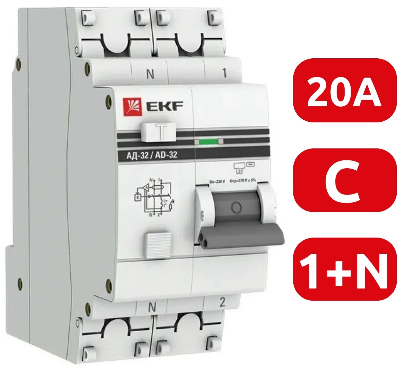 АВДТ АД-32 C20/1+N 30мА, тип АС, 4,5кА PROXIMA EKF РАСПРОДАЖА