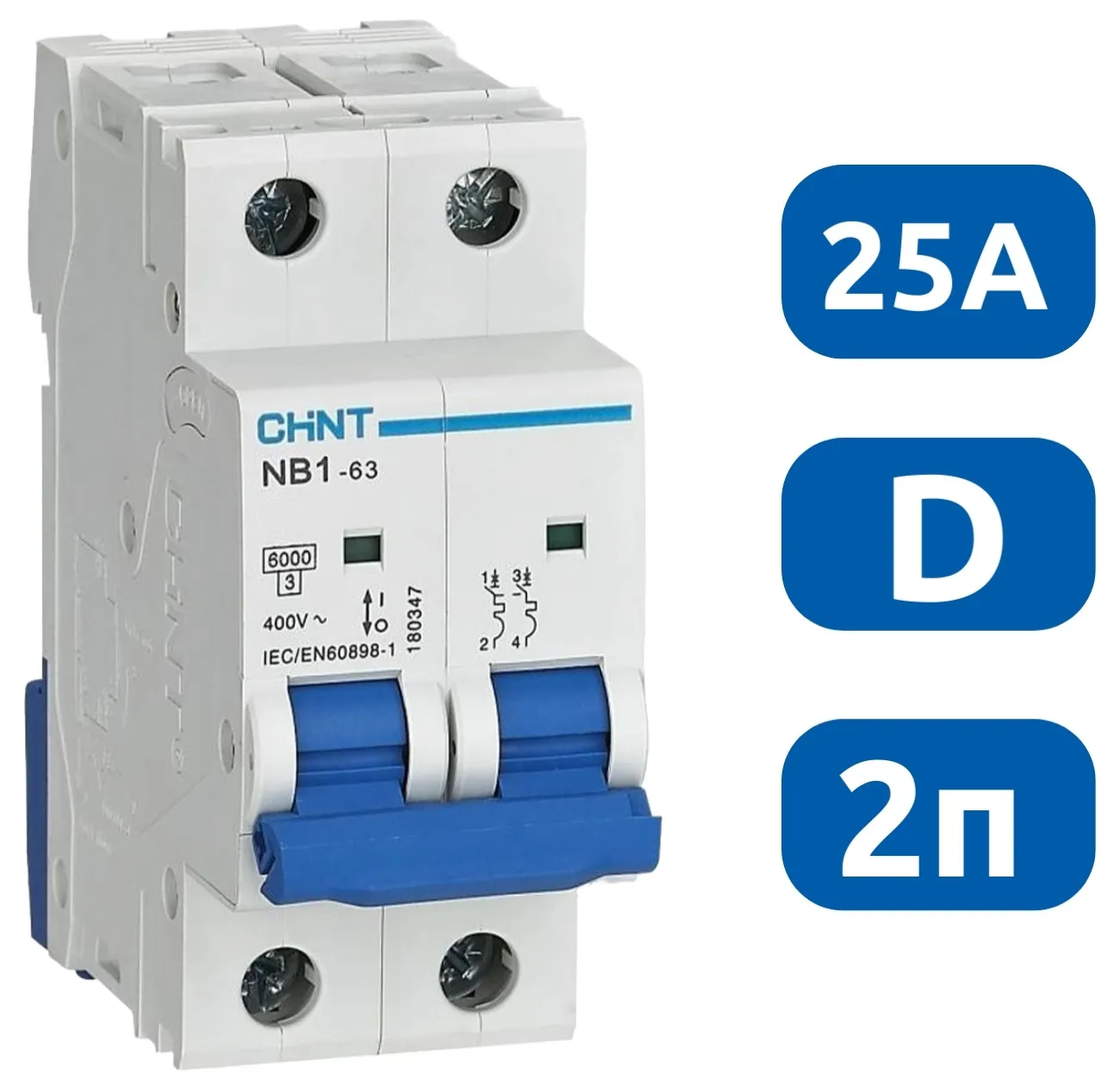 Автоматический выключатель NB1-63 D25/2 6кА CHINT