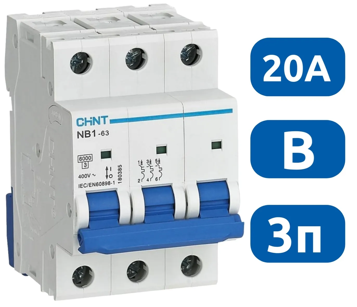 Автоматический выключатель NB1-63 B20/3 6кА CHINT