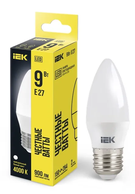 Лампа LED C35 E27 4000К 9Вт 810Lm IEK