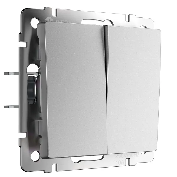 Выключатель проходной 2-кл. Серебряный матовый WERKEL