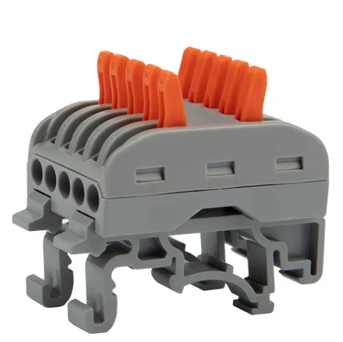 Клемма соединительная многоразовая проходная 5-полюсная, серая (0,08-4 мм?) с креплением на DIN-рейк