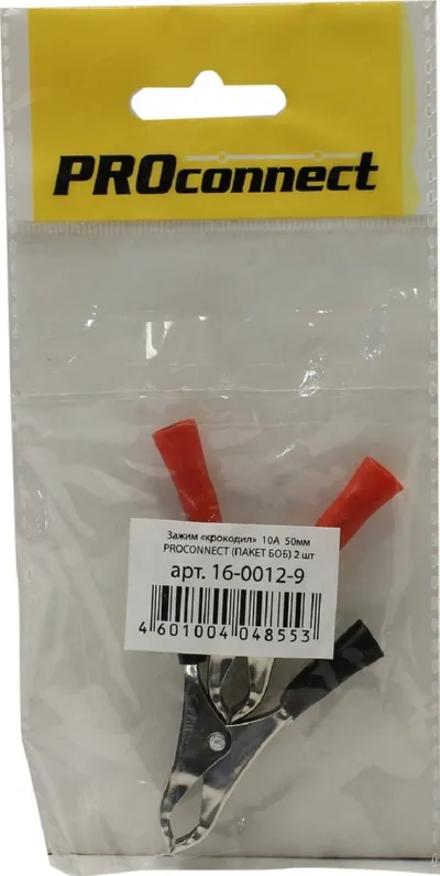 Зажим "крокодил"  10А 50мм в изоляции PROCONNECT (пакет боб) 2шт., уп