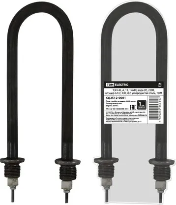 ТЭН водяной 1,6кВт (ТЭН-45, 220V, штуцер G1/2, Ф2) углеродистая сталь (TDM)