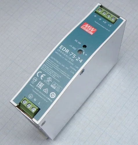 Источник питания EDR-75-24 AC/DC 24В,3.2А,76Вт на DIN рейку