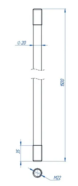 Стержень заземления 20 мм х 1500 мм, т/д цинк