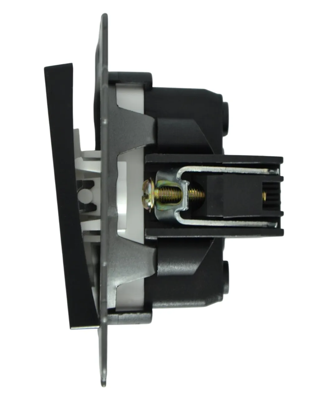 Выключатель проходной 2-кл. с подсветкой чёрный A-012B "Aura" AWSproducts