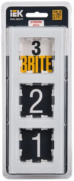 Рамка 3-я белый (стекло) BRITE IEK