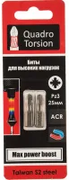 Бита 1/4" Pz3х25мм магнитная (2 шт) Quadro Torsion