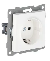 Розетка 1-я с/з со шторками белая U1A-006 SoftTouch "Uno" AWSproducts