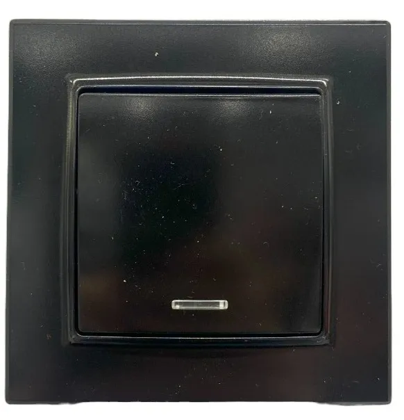Выключатель 1-кл. с подсветкой чёрный SD-P1002B "Standard" AWSproducts