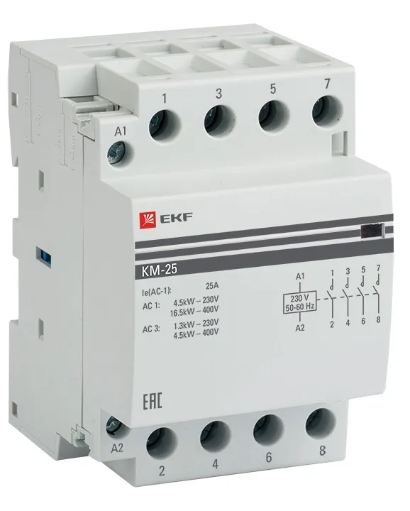 Контактор модульный КМ 25/40 (кат.230В AC, 4но, 25A PROxima) EKF