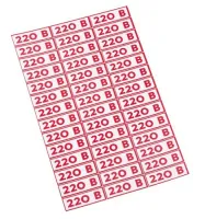 Знак электробезопасности " 220 В"10*30 мм Rexant (1лист - 42шт.)