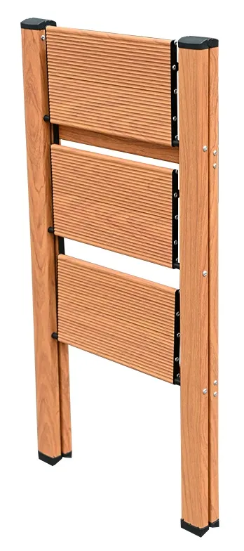 Стремянка алюминиевая 3 ступени, цвет - дерево, с широкими ступенями (AWD103) (ALUMET)