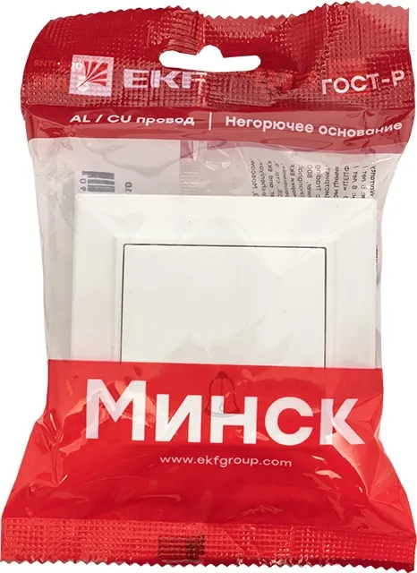 Выключатель самовозвратный 1-кл. Белый Минск EKF