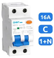 АВДТ NB1L C16/1+N 30мА, тип АC, 10кА CHINT