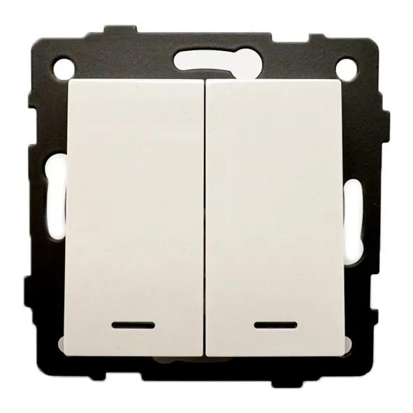 Выключатель 2-кл. с подсветкой белый A-011W "Аура" AWSproducts