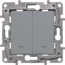 Выключатель 2-кл.с подсветкой. Алюминий ETIKA LEGRAND