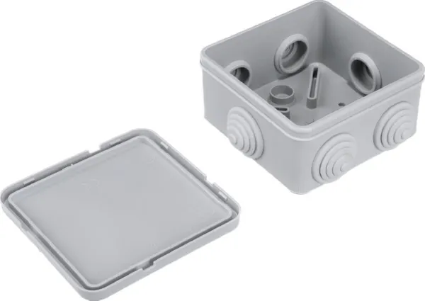 Коробка распред. о/п 85х85х40 IP44 СЕРАЯ 6 сальников JBS080 Ecoplast (174)