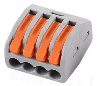 Клемма рычажковая 4 отверстия 0,08-2,5 (СМК 222-414) серая (Ripo)