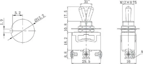 Тумблер 250V 15А (3c) (ON)-OFF-(ON) Rexant