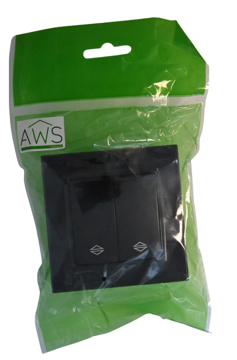 Выключатель проходной 2-кл. чёрный SD-P1007B "Standard" AWSproducts