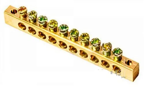 Шина PEN "земля-ноль" 8х12мм 10/2 (10групп/креп по краям) ИЭК