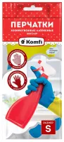 Перчатки хозяйственные латексные БИКОЛОР S/синий+желтый/ Komfi/144/12, ком