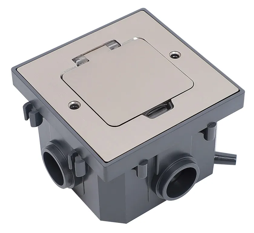 Лючок в бетонный пол с коробкой на 2 модуля IP44 мат никель PRIMER IEK