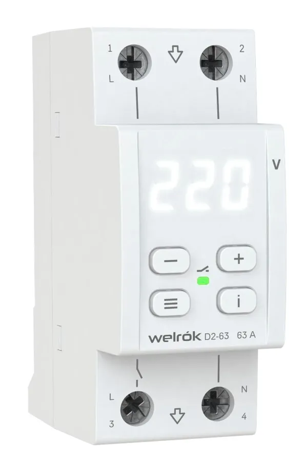 Реле напряжения Welrok D2-63 63А (4клеммы)