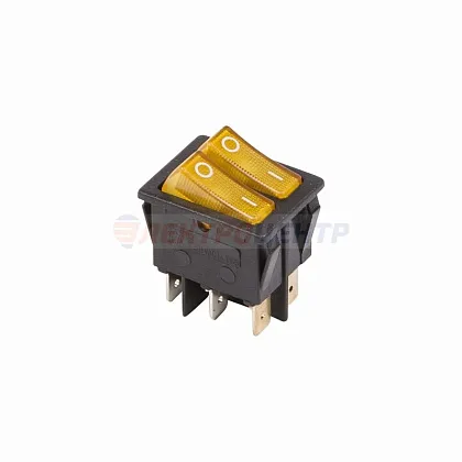 Выключатель клавишный 250V 15А ON-OFF желт. LED Rexant