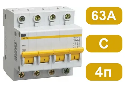 Автоматический выключатель ВА47-29 C63/4 4,5кА IEK
