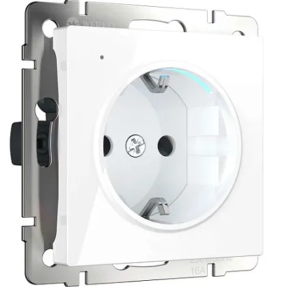 Розетка 1-я с/з с подсветкой Белый WERKEL