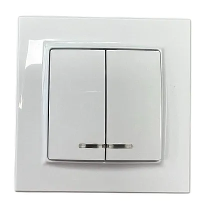 Выключатель 2-кл. с подсветкой белый SD-P1006W "Standard" AWSproducts