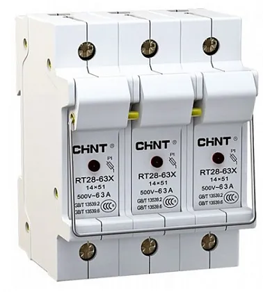 Держатель плавких вставок с индикацией RT28-63X 14х51 3П CHINT 520355, 