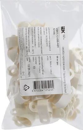 Скоба крепежная 5мм нейлоновая Белая (50шт) IEK, уп