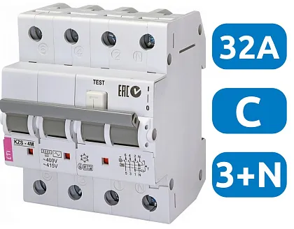 АВДТ KZS-4M C32/0.03 3+N, 30мА, тип АC, 6кА ETI